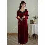 ルームワンピース ネグリジェ ベルベット 冬用 レディース パジャマ ルームウェア 部屋着 寝巻き ふわふわ もこもこ 柔らかい 暖かい ゆったり フレアスカート