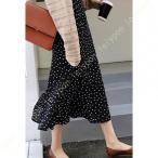 水玉柄 ロングスカート レディース スカート 春 夏 秋 水玉 シフォン おしゃれ Aライン ミモレ丈 ハイウェスト 着痩せ ふんわり 普段着 街着 通学 通勤 デート