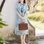  платье в китайском стиле девушка улучшение модный платье One-piece макси длина China способ элегантный длинный принт рисунок флаг .chi- Pao чай одежда цветочный принт хлопок китайский способ длинный рукав весна лето осень 