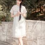  женский хлопок лен платье в китайском стиле One-piece короткий рукав длинный длина раса способ весна лето натуральный свободно body type покрытие casual формальный . старый party 