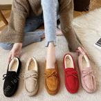 ムートンモカシン パンプス 暖か ボア 軽量 歩きやすい フラット ローファー ローヒール 履きやすい 疲れない ひもなし ぺたんこ靴 丸トウ 幅広 柔軟 オフィス