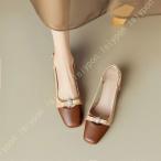 ミュール レディース パンプス バックストラップ 春夏 小さいサイズ 大きいサイズ スクエアトゥ サンダル ミドルヒール レディース クッション 痛くない