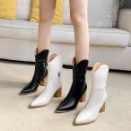 ショッピングウエスタン ウエスタンブーツ レディース ブーティー ショートブーツ サイドジップ アンクルブーツ 痛くない 大きいサイズ 幅広 ショート ブーツ 太ヒール