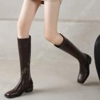 ブーツ レディース 牛革 ロングブーツ ジョッキーブーツ 美脚 歩きやすい 冬ブーツ エンジニアブーツ 小さいサイズ 太ヒール 疲れにくい 黒 カジュアル