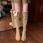 ニーハイブーツ レディース ハイヒール 2way ストレッチ ロング ブーツ シンプル ウェッジソール インヒール ストレッチブーツ お洒落 エレガント 柔らかい