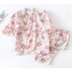 和風パジャマレディース甚平上下セッ...