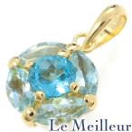 ペンダントトップ ブルートパーズ 9.2×9.2mm イエローゴールド K18YG 中古 返品OK