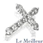  украшение в виде креста подвеска с цепью бриллиант 1.00ct белое золото K18WG б/у возвращенный товар OK