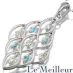 オープンワーク ダングリング ペンダントネックレス パライバトルマリン ダイヤモンド ホワイトゴールド K18WG 中古