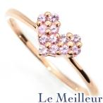 ピンクサファイア ピンクゴールド K10PG ハートモチーフリング 指輪 12号 中古 プレラブド 返品OK