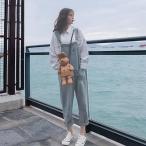 デニムサロペット レディース サロペットパンツ ゆったり デニム オーバーオール ジーンズ オールインワン Ｇパン 九分丈 カジュアル 送料無料