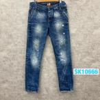 ZARA JEANS ザラ デニムジーンズパンツ ブルー ボタンフライ EUR40 実寸W33in 10/00843 USA 海外輸入 古着 SK10666