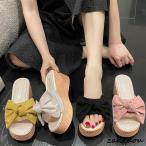 ショッピングウエッジソール 厚底サンダル レディース ウエッジソール サマー リボンサンダル リゾートサンダル 歩きやすい ヒールサンダル 痛くない