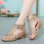 ショッピングブーツサンダル ブーツサンダル オープントゥ レディース ウェッジソール ショートブーツ サンダル グラディエーター 歩きやすい ローヒール キラキラ