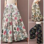 ショッピングスカーチョ ワイドパンツ ガウチョパンツ レディース スカンツ スカーチョ 体型カバー 春夏 リネン ガウチョパンツ 花柄 ウエストゴム 美脚 ポケット付き  着痩せ 春 夏