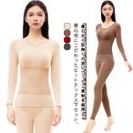 ヒートテック ルームウェア 上下セット 冬 インナー ナイトウェア レディース 部屋着 セットアップ 腹巻き付き インナーウェア Uネック 丸首 イン