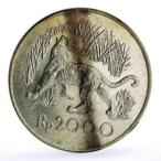 インドネシア 2000 ルピア ジャワ タイガー銀貨 1974