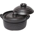 萬古焼　直火ＩＨ両用　黒釉　２合炊飯鍋中蓋付　ばんこやきどなべ　土鍋