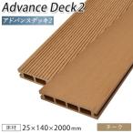 送料無料 ウッドデッキ 人工木 アドバンスデッキ2 床材 25×140×2000mm チーク （4.5kg） 材料 面材 中空材 樹脂デッキ 木材 DIY 材