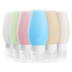 Uervoton トラベルボトル 6本セット 90ml 小分け容器 シリコン製 漏れ防止 軽量 携帯便利 出張 海外旅行用 シャンプーボトル 旅行用品 収納ポーチ付