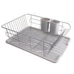 ショッピングかご パール金属 食器 水切り かご 水が流れる トレー付 ヨコ置き タイプ グレー アルデオ H-5687