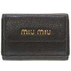 ショッピングmiumiu 美品 ミュウミュウ レザー ブラック 三つ折り財布 財布 黒 0050 MIUMIU