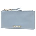 ショッピングmiumiu 美品 ミュウミュウ 5MB006 レザー アストラーレ ライトブルー 青 カードケース 0092 miumiu