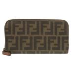 新品同様 フェンディ ズッカ柄 8M0024 ラウンドファスナー PVC ブラウン 長財布 1133 FENDI