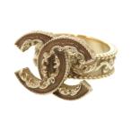 美品 シャネル ココマーク メタル 約11号 ゴールド リング 指輪 0415 CHANEL