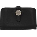  прекрасный товар Hermes dogontogo черный серебряный металлические принадлежности *E печать (2001 год производства ) футляр для карточек чёрный 0722 HERMES