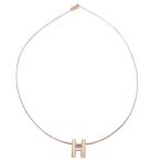 美品 エルメス ポップアッシュ メタル アイボリー ローズゴールド H ネックレス 1070 HERMES