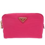 未使用品 プラダ トライアングルロゴ キャンバス ピンク ポーチ 0733 PRADA