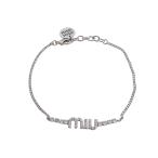 美品 ミュウミュウ 5IB454 2DNC チャームロゴ メタル シルバー ブレスレット 0731 miu miu