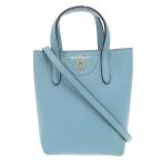 美品 サルヴァトーレフェラガモ ガンチーニ GU-220024 レザー ブルー 2WAY ハンドバッグ ショルダーバッグ 0494 Salvatore Ferragamo