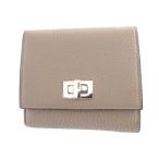 美品 フェンディ 8M0438 ピーカブー レザー ベージュ Wホック 2つ折り財布 財布 1171 FENDI