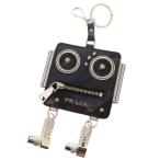 美品 プラダ ロボットチャーム キーリング付き レザー メタル ネイビー コインケース 1381 PRADA