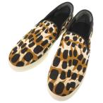 新品同様 セリーヌ フィービー アニマル柄 サイズ42 ナイロン ブラウン スリッポン 0962 CELINE