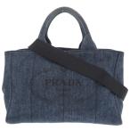 ショッピングプラダ 美品 プラダ カナパ デニム ブルー 2WAY トートバッグ ショルダーバッグ ハンドバッグ 0074 PRADA