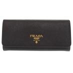 美品 プラダ サフィアーノ レザー ブラック 長財布 二つ折り長財布 黒 0301 PRADA