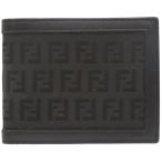 ショッピングフェンディ 美品 フェンディ ズッカ 7M0001 キャンバス ブラック 二つ折り財布 黒 0887 FENDI
