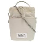 ショッピングマルジェラ 新品同様 メゾン マルジェラ 5AC S61WG0035 レザー キャンバス ライトグレー ショルダーバッグ バケット 白 0046 Maison Margiela