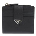 未使用品 プラダ トライアングルロゴ サフィアーノ 2MC066 ブラック 二つ折り財布 黒 0062 PRADA メンズ
