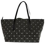 美品 ジミーチュウ スタースタッズ レザー ブラック シルバー金具 迷彩 トートバッグ 0318 JIMMY CHOO