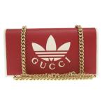未使用品 グッチ × アディダス 621892 レザー レッド ホワイト チェーンウォレット ショルダーバッグ 0412 GUCCI