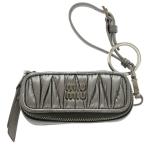 新品同様 ミュウミュウ マテラッセ 5TL518 レザー メタル シルバー 0814 銀 リップケース MIUMIU