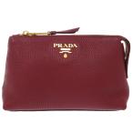 美品 プラダ レザー ボルドー ゴールド金具 ポーチ バッグ 1302 PRADA