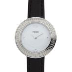新品同様 フェンディ マイウェイ 3500S SS レザー ホワイト ブラック 白文字盤 クオーツ 腕時計 1741 FENDI