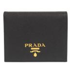 新品同様 プラダ サフィアーノ 1MV204 ブラック 二つ折り財布 黒 0291 PRADA