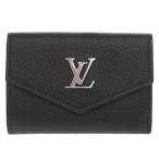 ショッピングLOUIS 美品 ルイ ヴィトン ポルトフォイユ ロックミニ M63921 カーフレザー ノワール 三つ折り財布 黒 LV 0666 LOUIS VUITTON