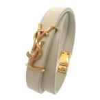 ショッピングイヴサンローラン 美品 イヴ サンローラン オピウム ダブルループ ブレスレット 646558 レザー ホワイト 0736 YVES SAINT LAURENT